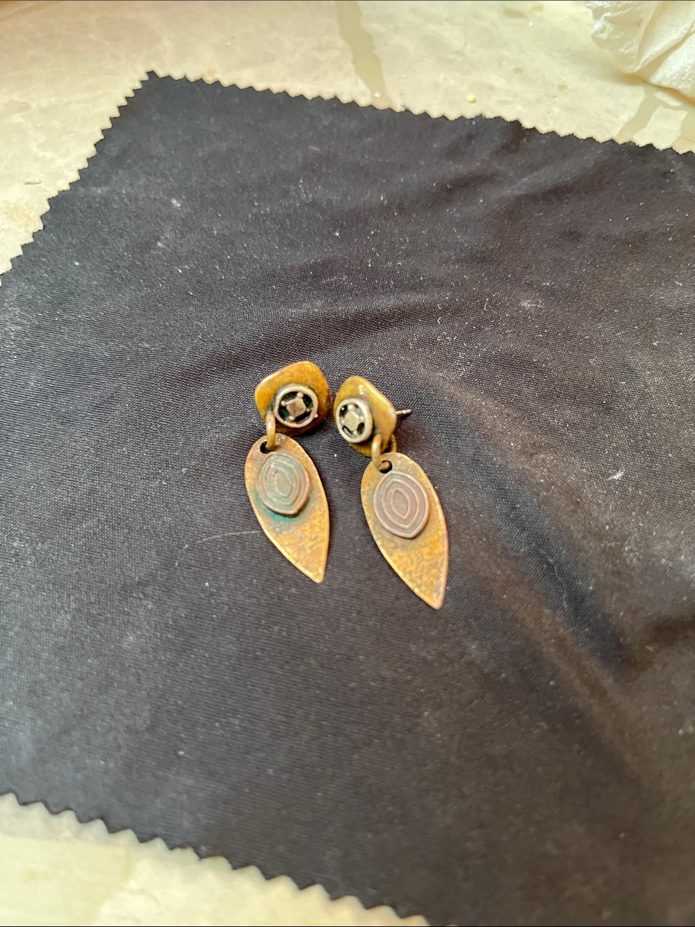 Handcrafted Rustic Copper Teardrop Earrings - Women's Jewelry